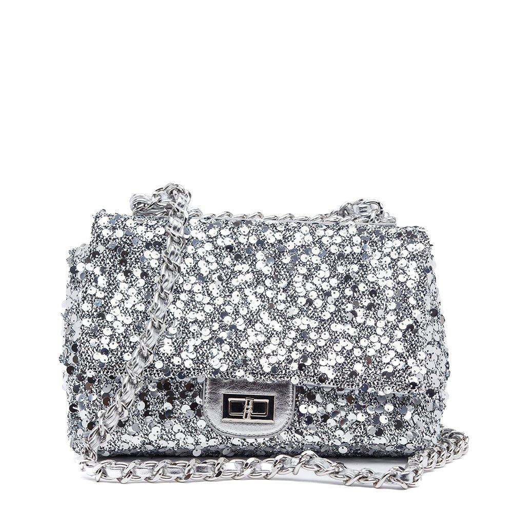 Borsa in maxi paillettes argento. - TreemmeCreazioni