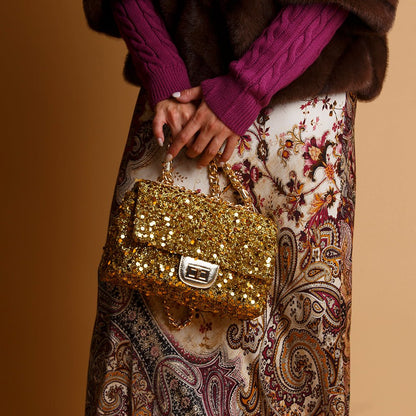 Borsa in maxi paillettes oro. - TreemmeCreazioni