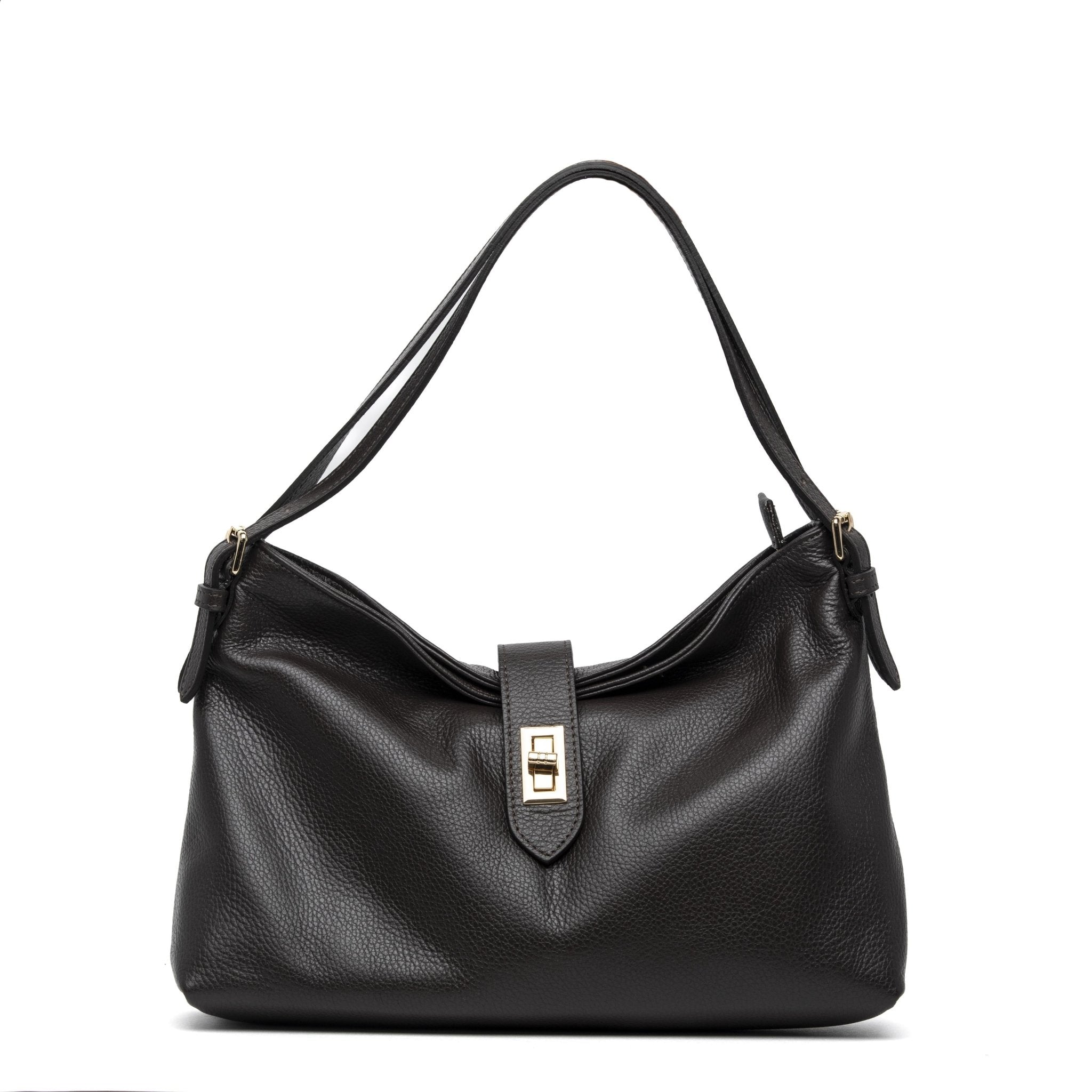 Borsa in morbido vitello cioccolato con finiture oro anticato. - TreemmeCreazioni