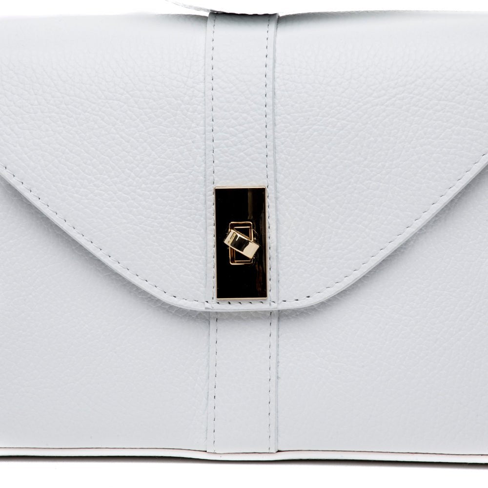 Borsa in pelle bottolata bianca con struttura geometrica - TreemmeCreazioni
