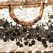 Borsa in rafia con paillettes dorate e dettagli crochet - TreemmeCreazioni