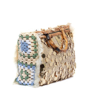 Borsa in rafia con paillettes dorate e dettagli crochet - TreemmeCreazioni
