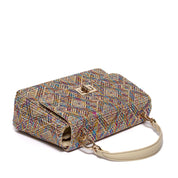 Borsa in rafia intrecciata multicolor. - TreemmeCreazioni