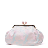 Borsa pasticcino in raso jacquard stampato.