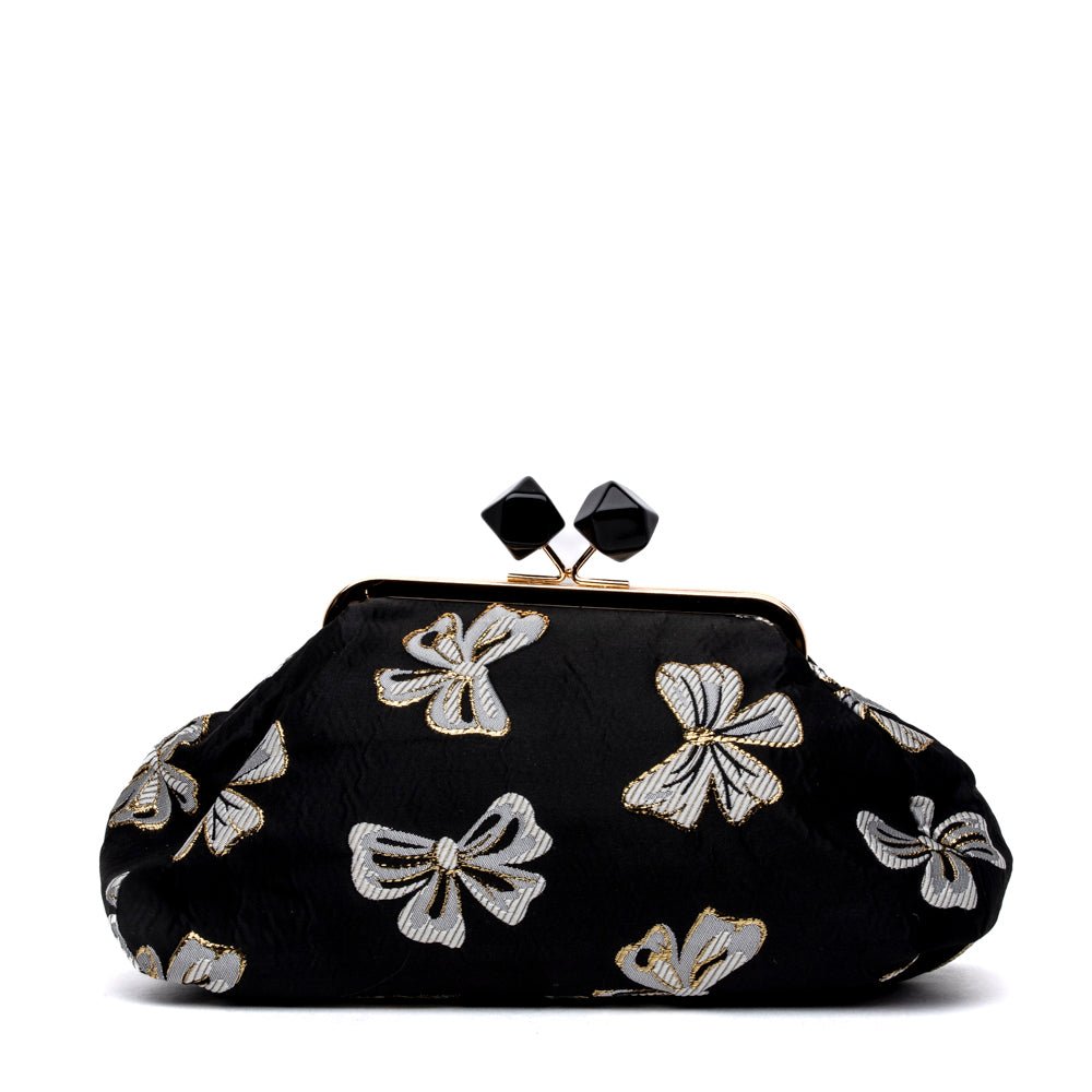 Borsa pasticcino in tessuto nero con fiocchi - TreemmeCreazioni