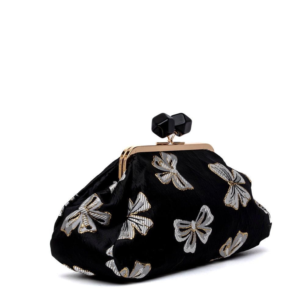 Borsa pasticcino in tessuto nero con fiocchi - TreemmeCreazioni