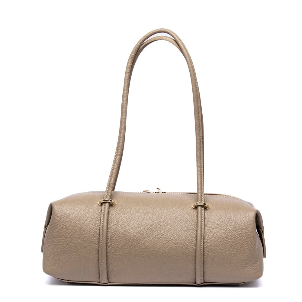 Borsa rettangolare a spalla in pelle color fango - TreemmeCreazioni