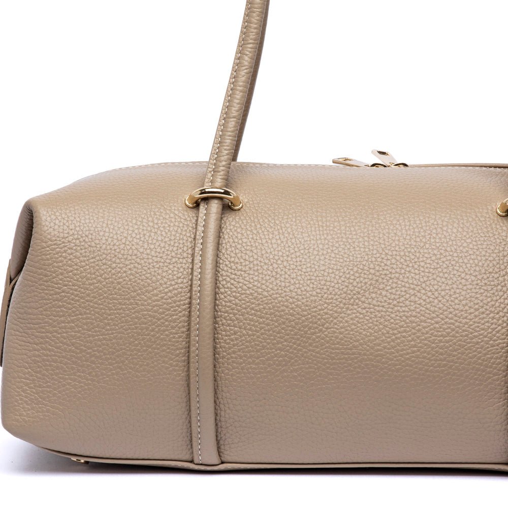 Borsa rettangolare a spalla in pelle color fango - TreemmeCreazioni