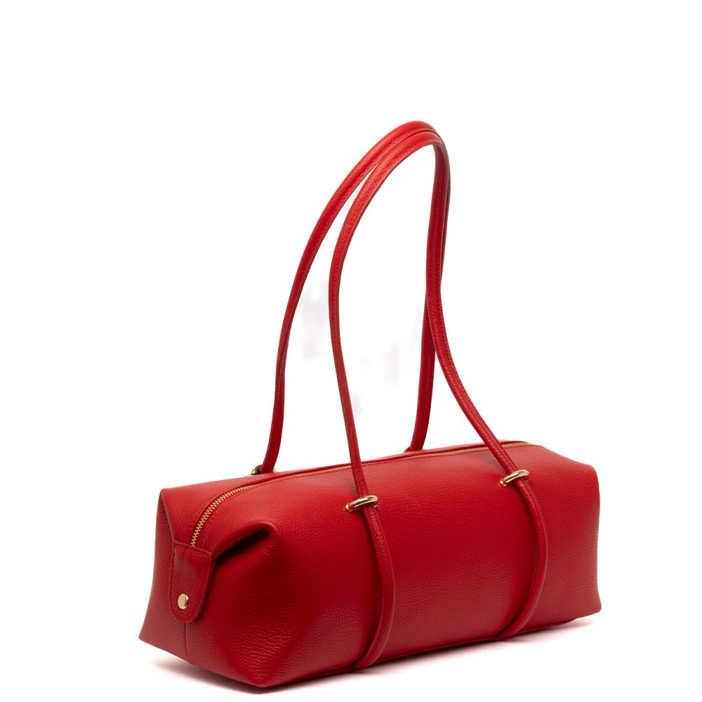 Borsa rettangolare a spalla in pelle rossa - TreemmeCreazioni