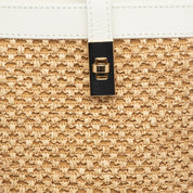 Borsa secchiello in pelle bianca e rafia - TreemmeCreazioni