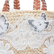 Borsa secchiello in rafia e pizzo bianco - TreemmeCreazioni