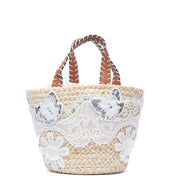 Borsa secchiello in rafia e pizzo bianco - TreemmeCreazioni