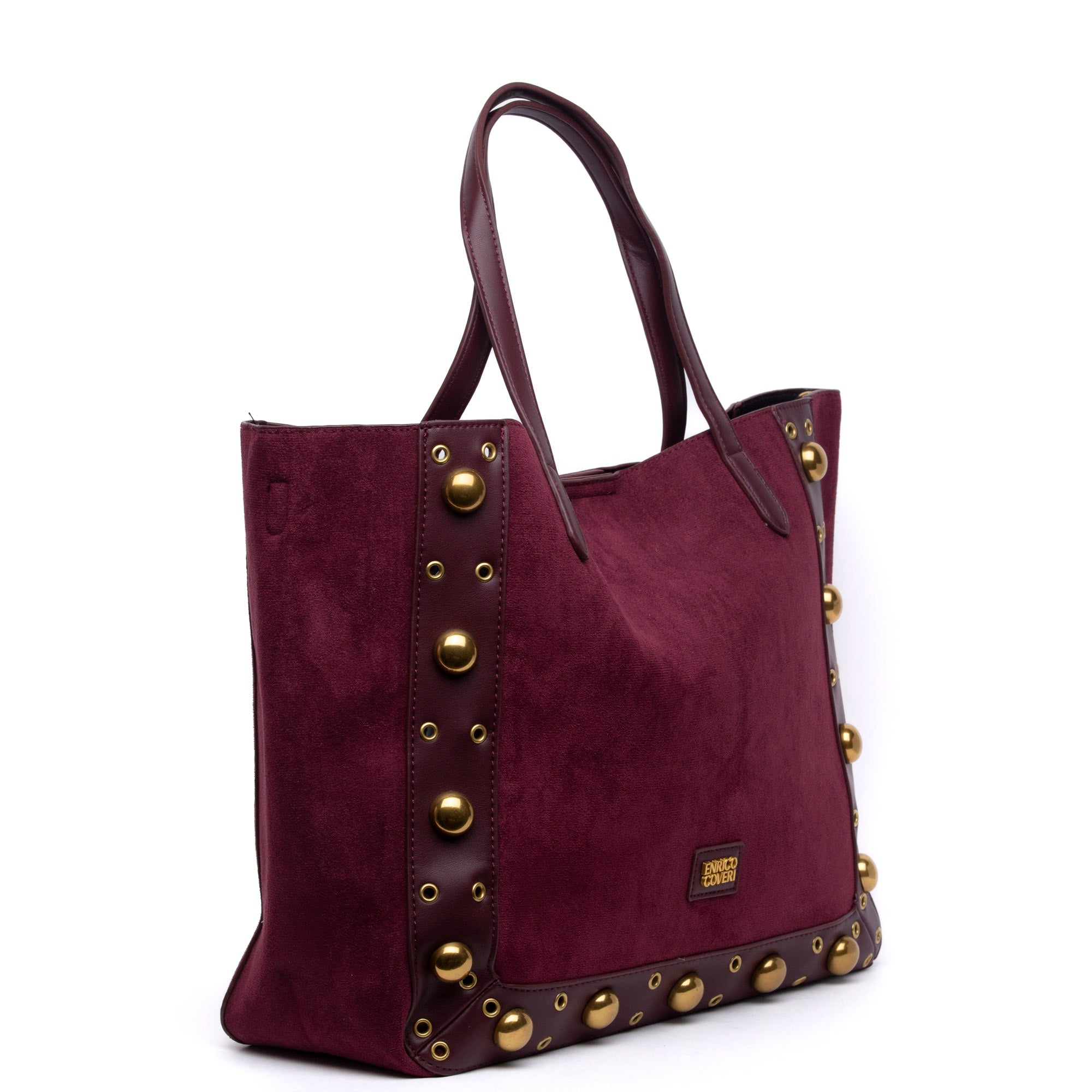 Borsa shopping grande in alcantara bordeaux. - TreemmeCreazioni