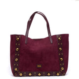 Borsa shopping grande in alcantara bordeaux.