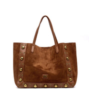 Borsa shopping grande in alcantara cuoio. - TreemmeCreazioni