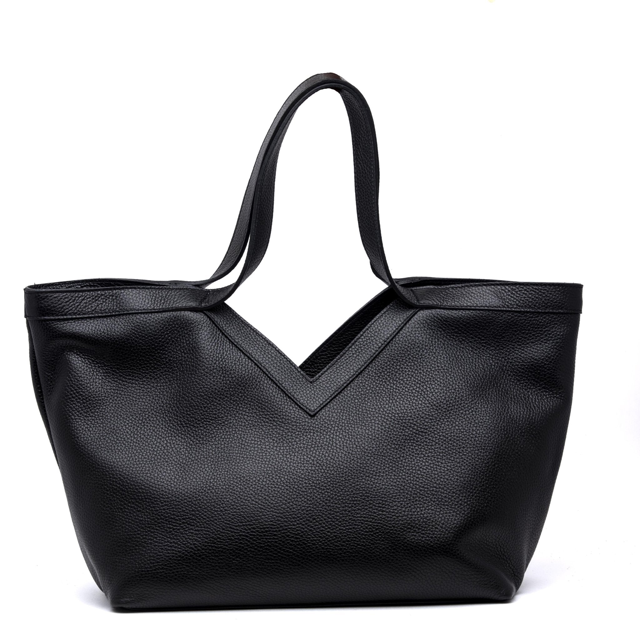 Borsa shopping grande in vitello nero. - TreemmeCreazioni