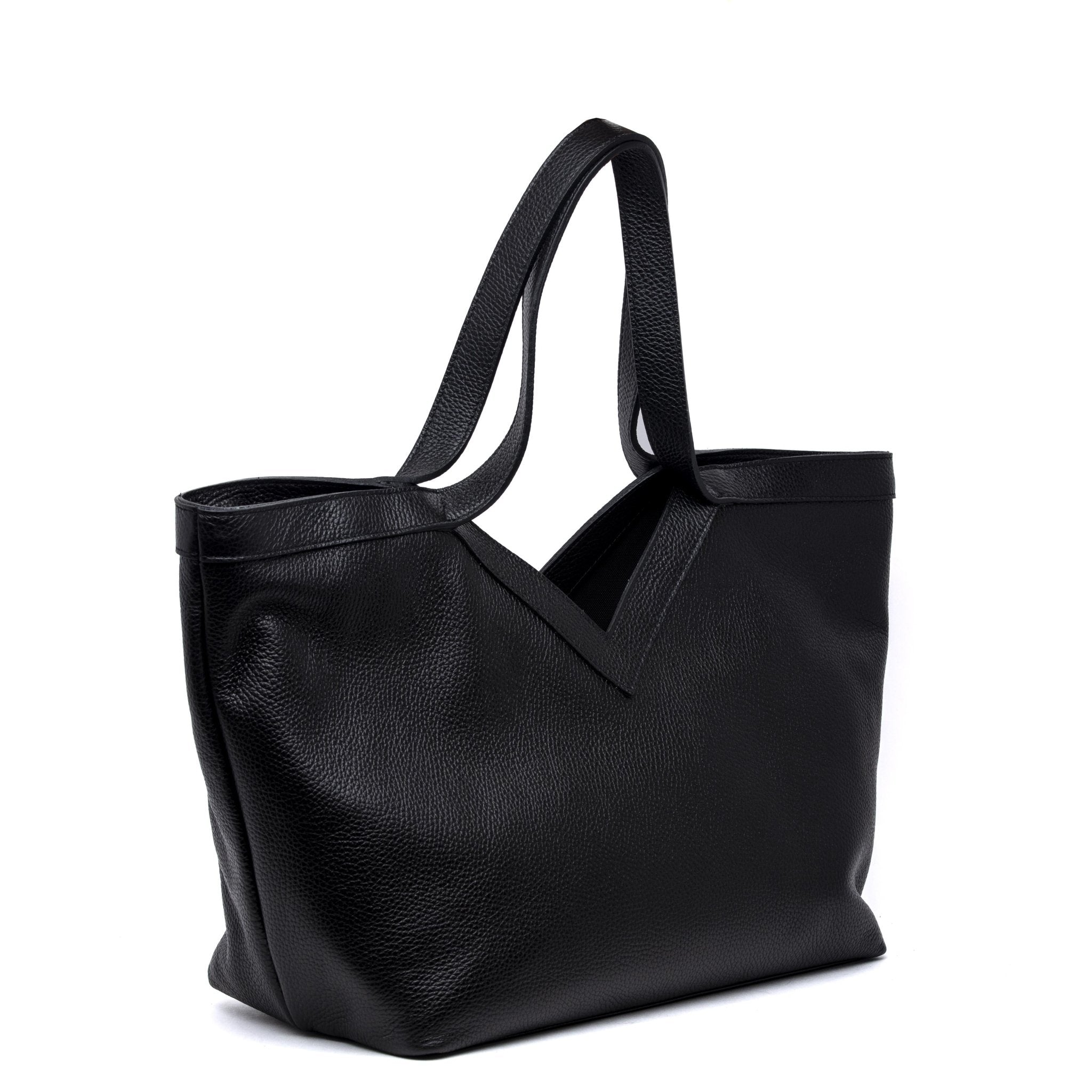 Borsa shopping grande in vitello nero. - TreemmeCreazioni