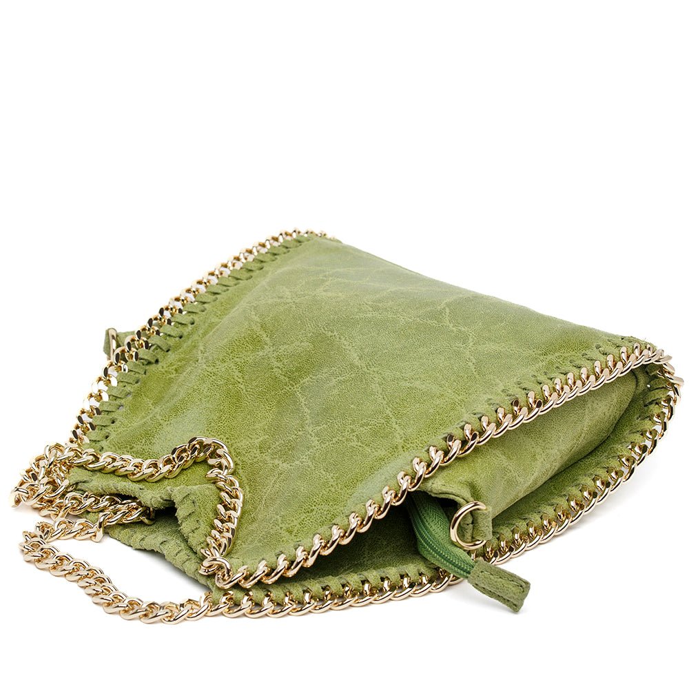 Borsa tote in pelle laminata verde. - TreemmeCreazioni