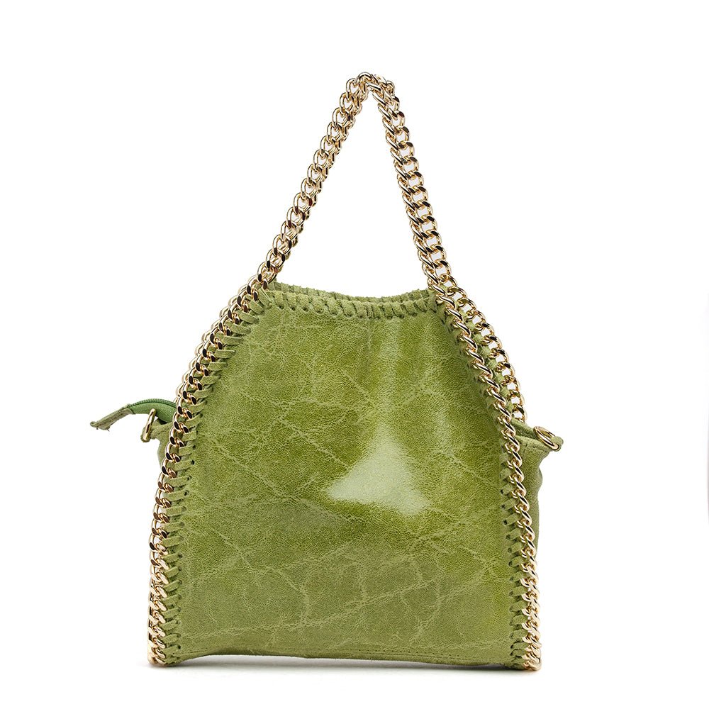 Borsa tote in pelle laminata verde. - TreemmeCreazioni