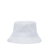 Cappello bucket in rafia bianca e paillettes
