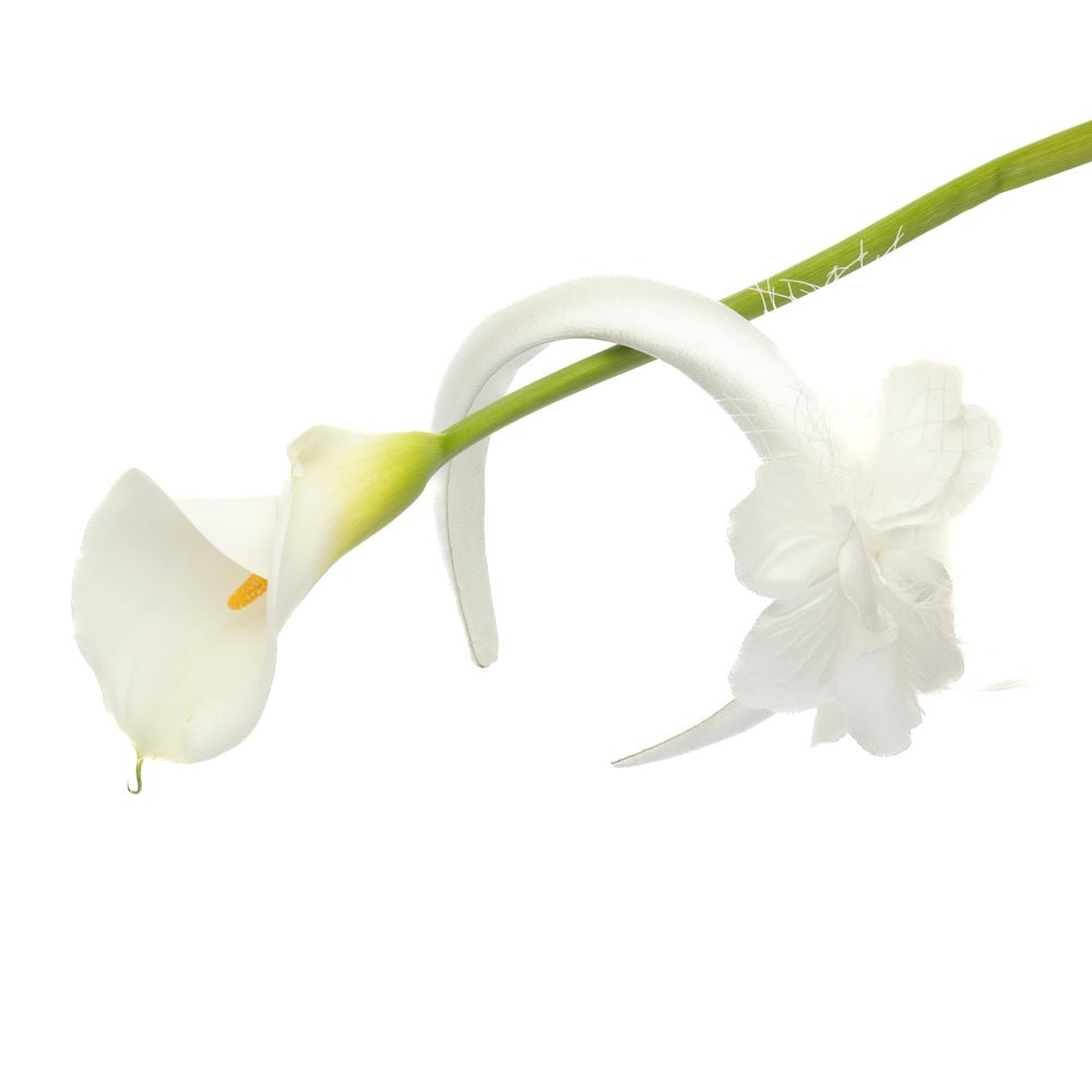 Cerchiello Sposa in raso bianco con fiore. - TreemmeCreazioni