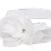 Cerchiello Sposa in raso bianco con fiore. - TreemmeCreazioni