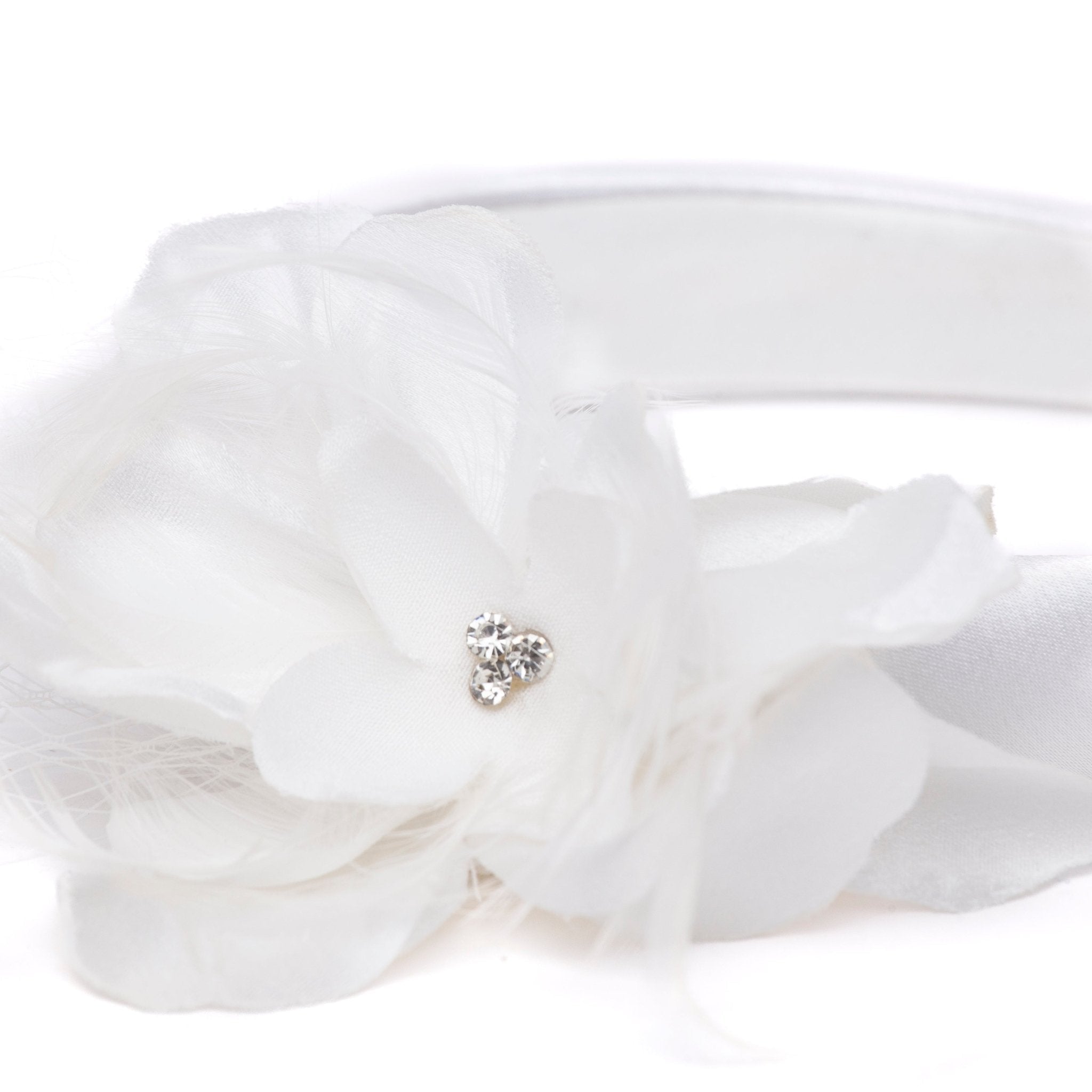 Cerchiello Sposa in raso bianco con fiore. - TreemmeCreazioni