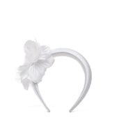 Cerchiello Sposa in raso bianco con fiore. - TreemmeCreazioni