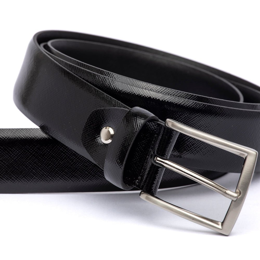 Cintura uomo in saffiano nero - TreemmeCreazioni