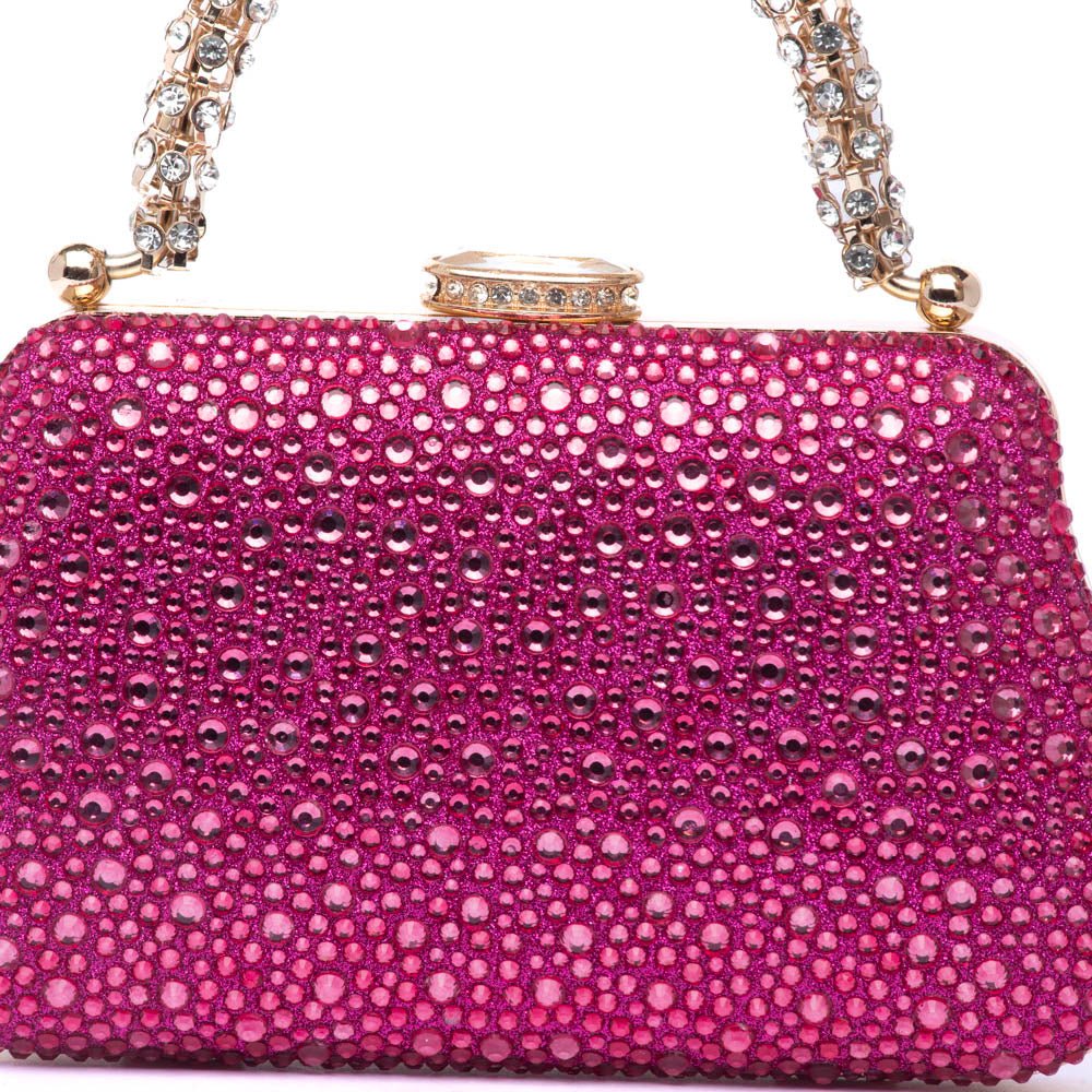 Clutch gioiello magenta con manico cristallo - TreemmeCreazioni