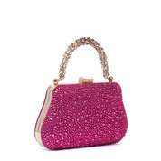 Clutch gioiello magenta con manico cristallo - TreemmeCreazioni
