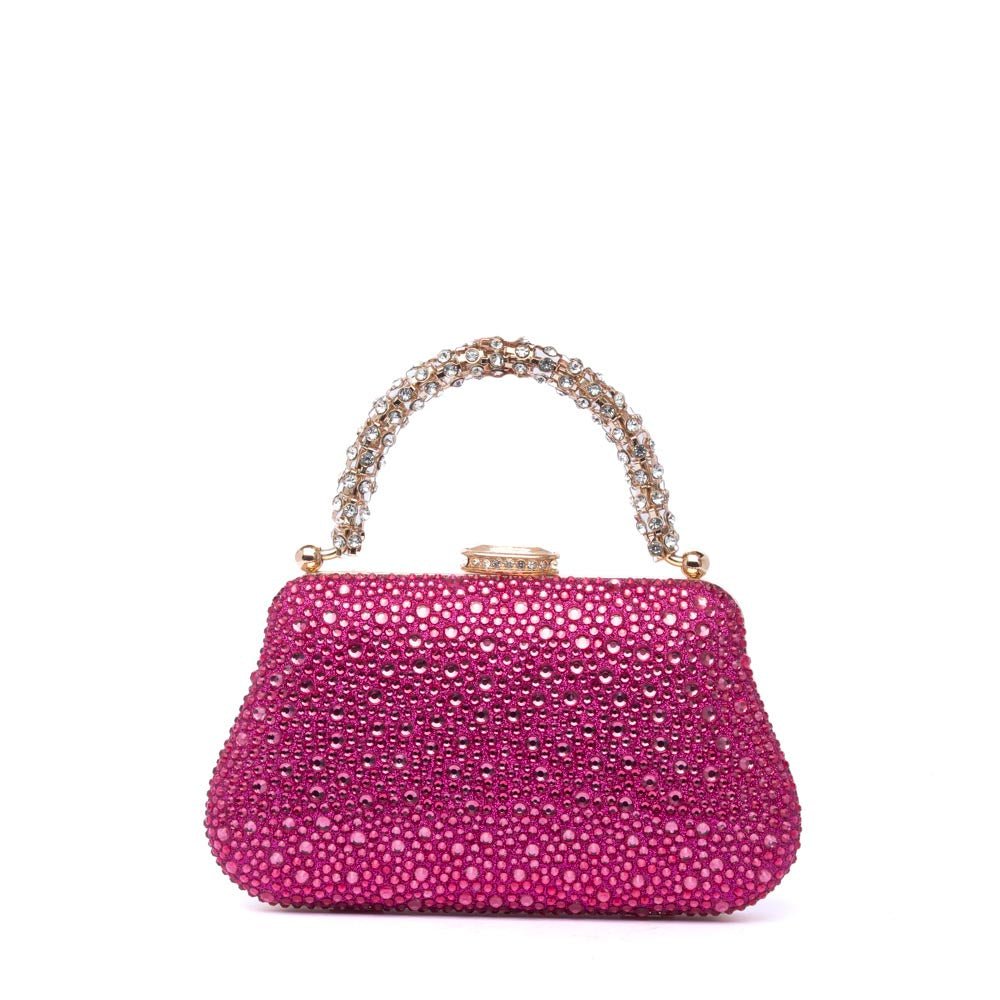 Clutch gioiello magenta con manico cristallo - TreemmeCreazioni