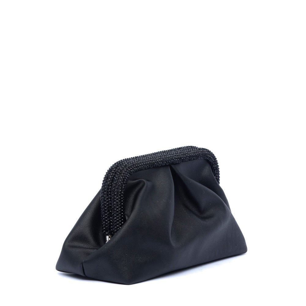 Clutch in ecopelle nera con chiusura brillantinata - TreemmeCreazioni
