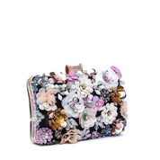 Clutch in raso nero con applicazioni - TreemmeCreazioni