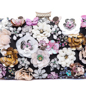 Clutch in raso nero con applicazioni - TreemmeCreazioni