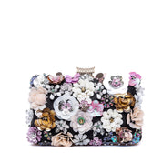 Clutch in raso nero con applicazioni - TreemmeCreazioni