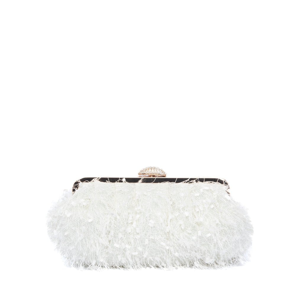 Clutch in tessuto bianco effetto sfrangiato - TreemmeCreazioni