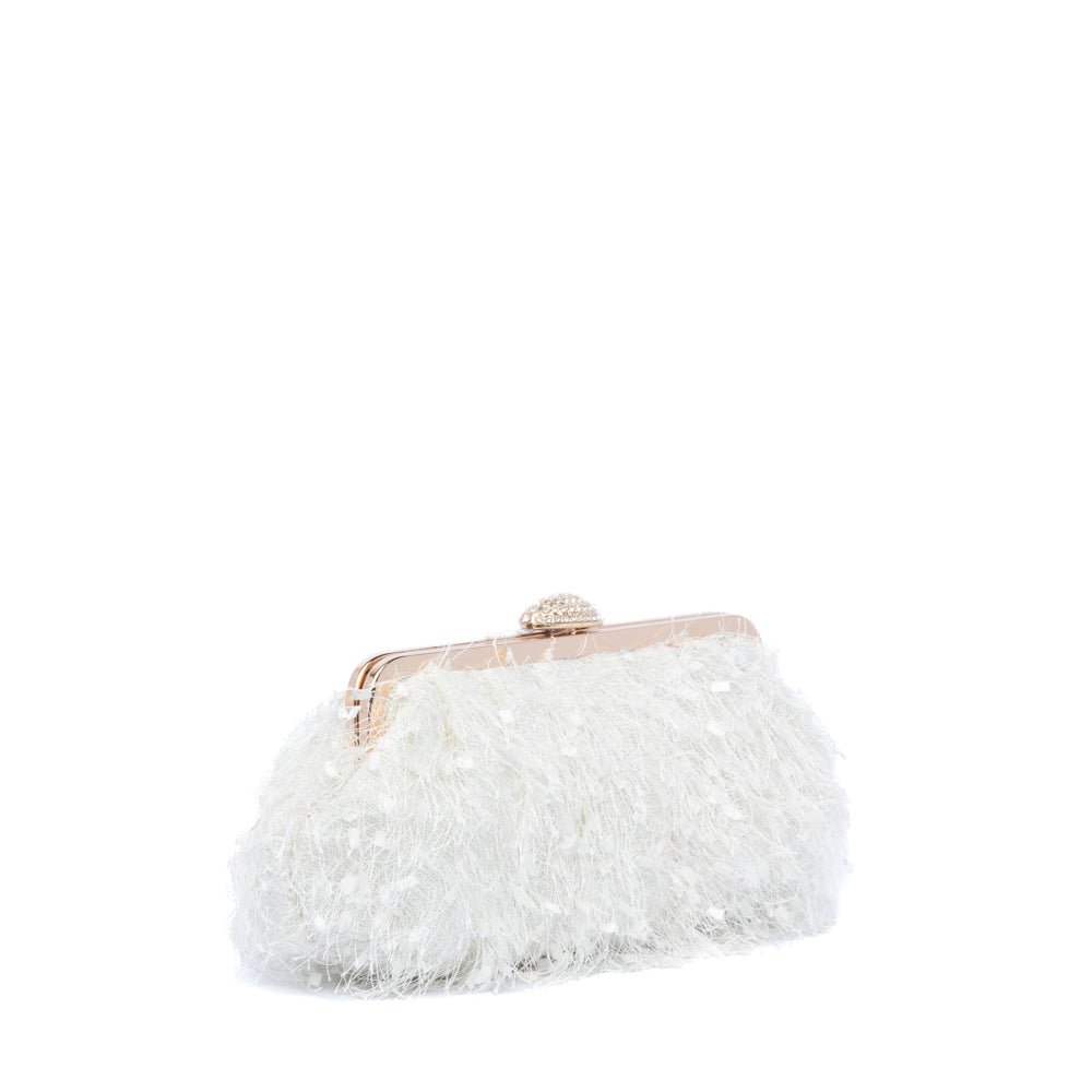 Clutch in tessuto bianco effetto sfrangiato - TreemmeCreazioni