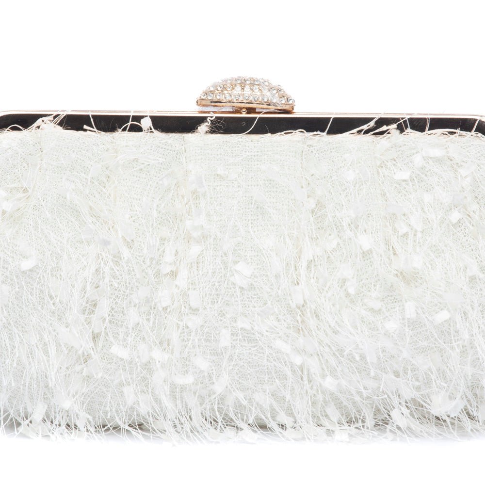 Clutch in tessuto bianco effetto sfrangiato - TreemmeCreazioni
