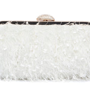 Clutch in tessuto bianco effetto sfrangiato - TreemmeCreazioni