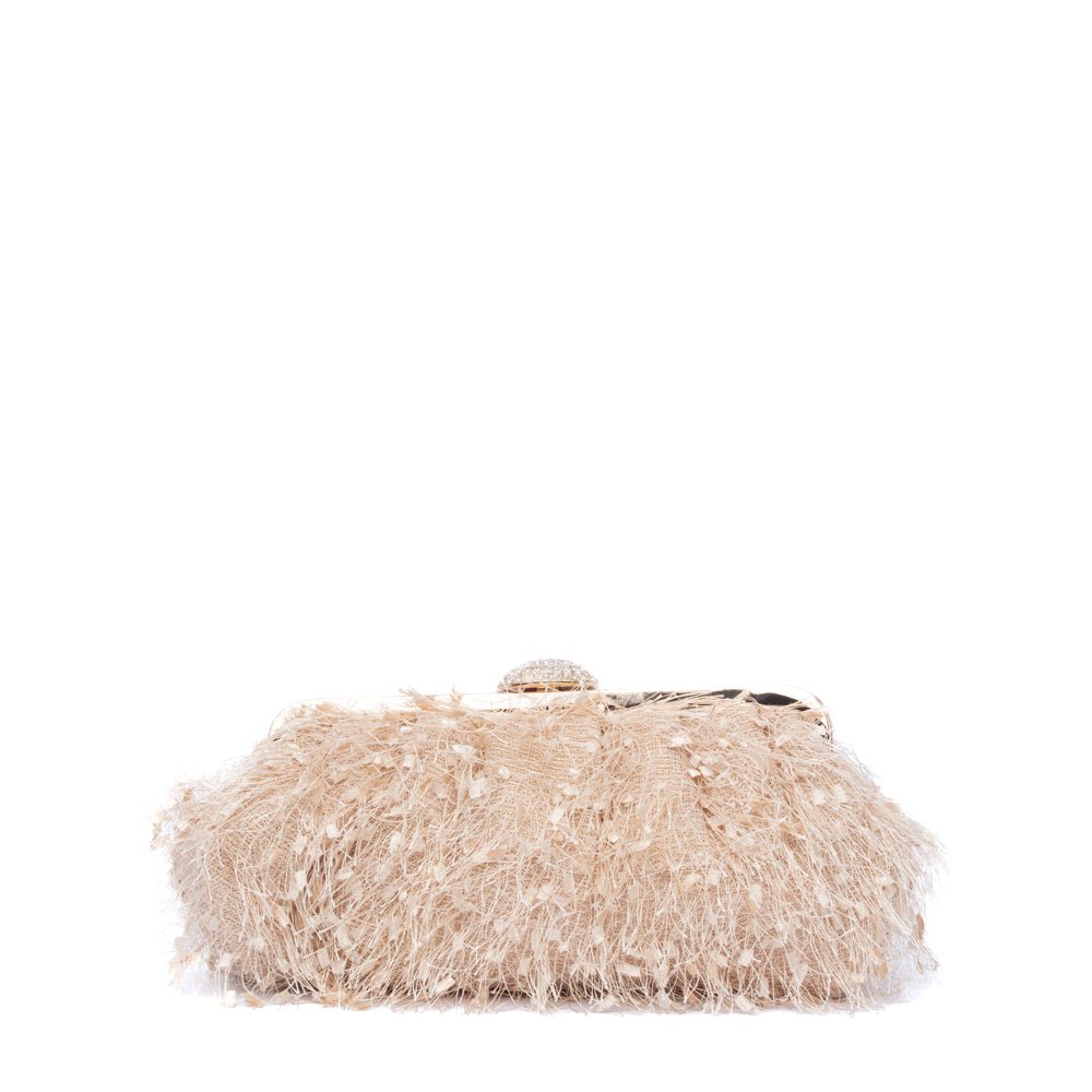 Clutch in tessuto champagne effetto sfrangiato - TreemmeCreazioni