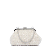 Clutch in tessuto color champagne con paillettes
