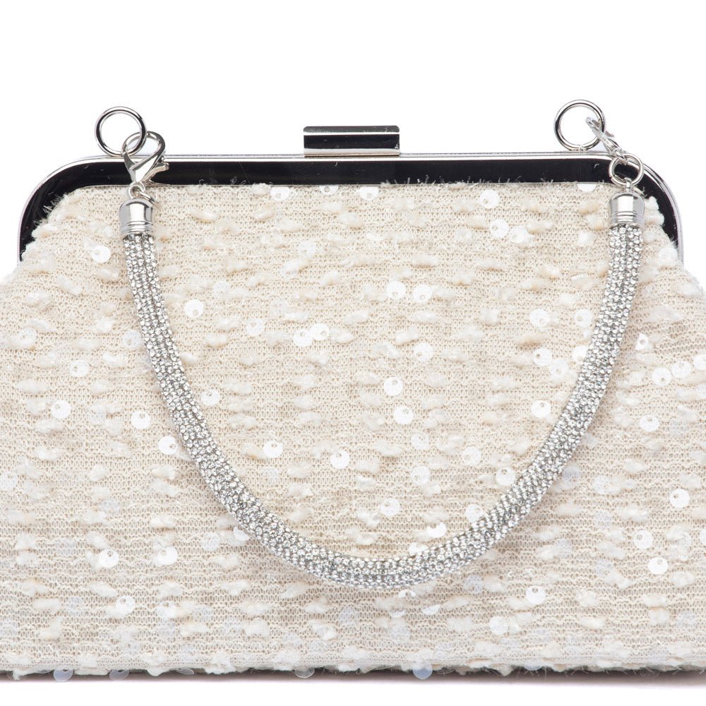 Clutch in tessuto color champagne con paillettes - TreemmeCreazioni