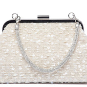 Clutch in tessuto color champagne con paillettes - TreemmeCreazioni