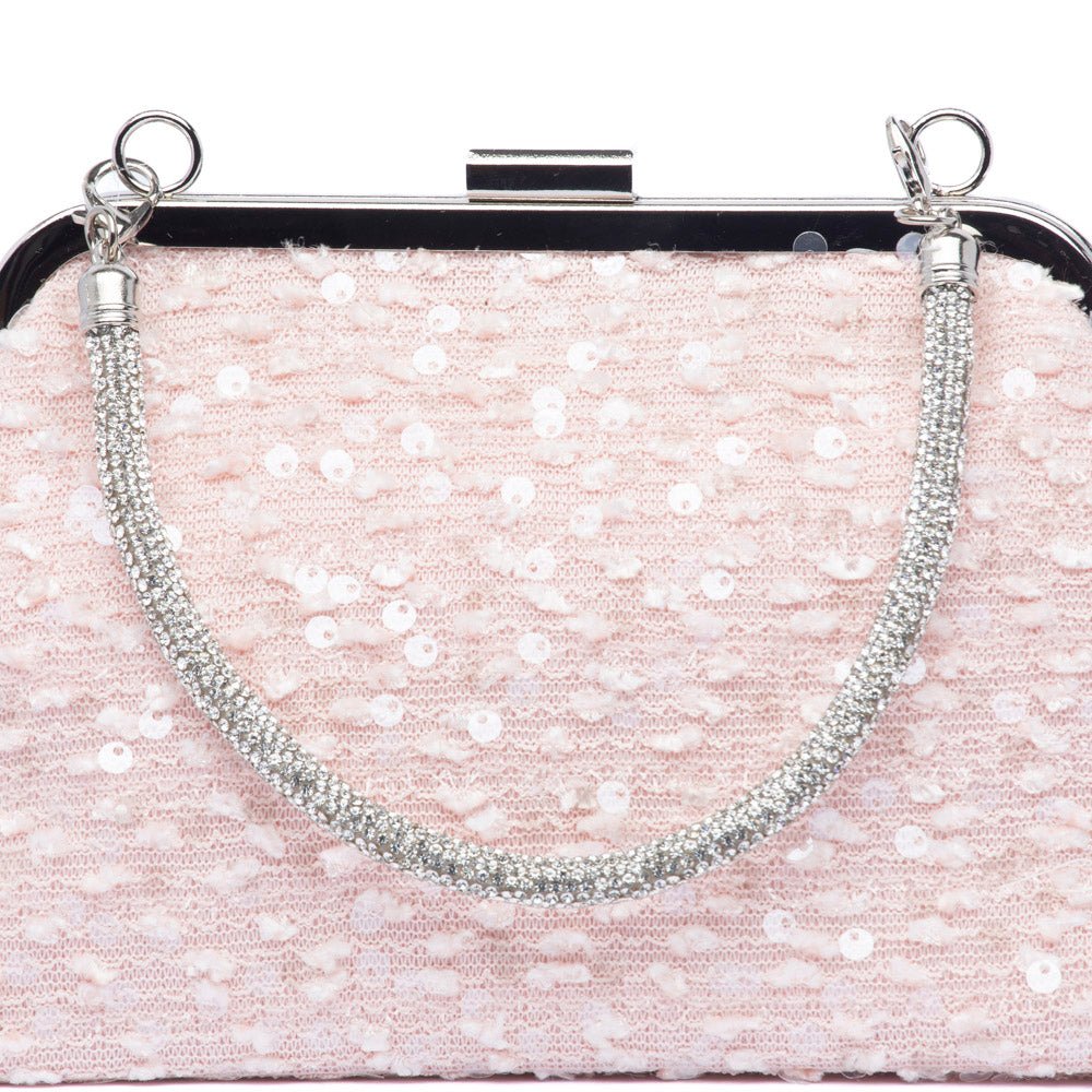 Clutch in tessuto color rosa con paillettes - TreemmeCreazioni