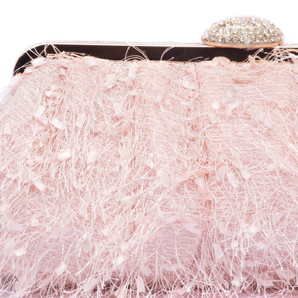 Clutch in tessuto rosa effetto sfrangiato - TreemmeCreazioni