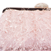 Clutch in tessuto rosa effetto sfrangiato - TreemmeCreazioni