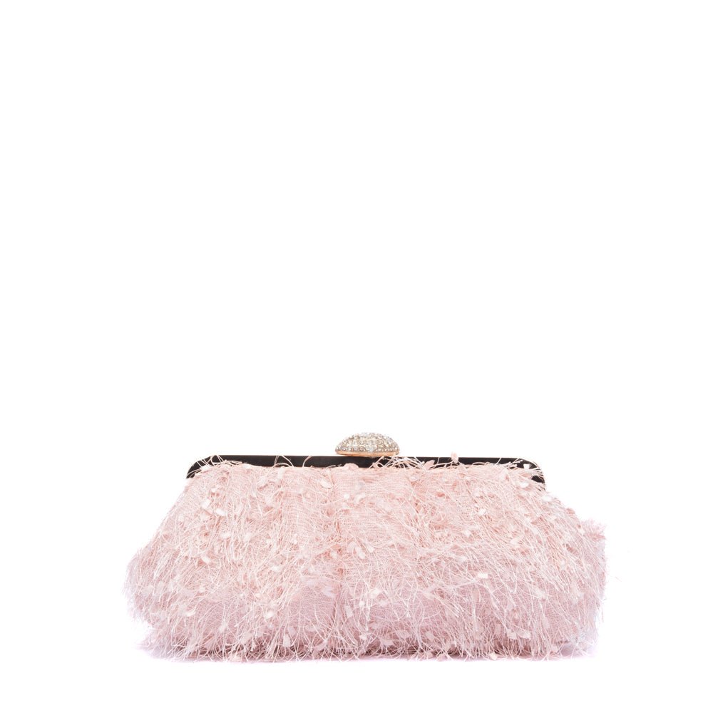 Clutch in tessuto rosa effetto sfrangiato - TreemmeCreazioni