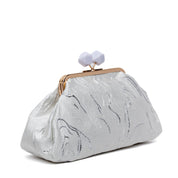 Clutch in tessuto stropicciato in raso bianco - TreemmeCreazioni
