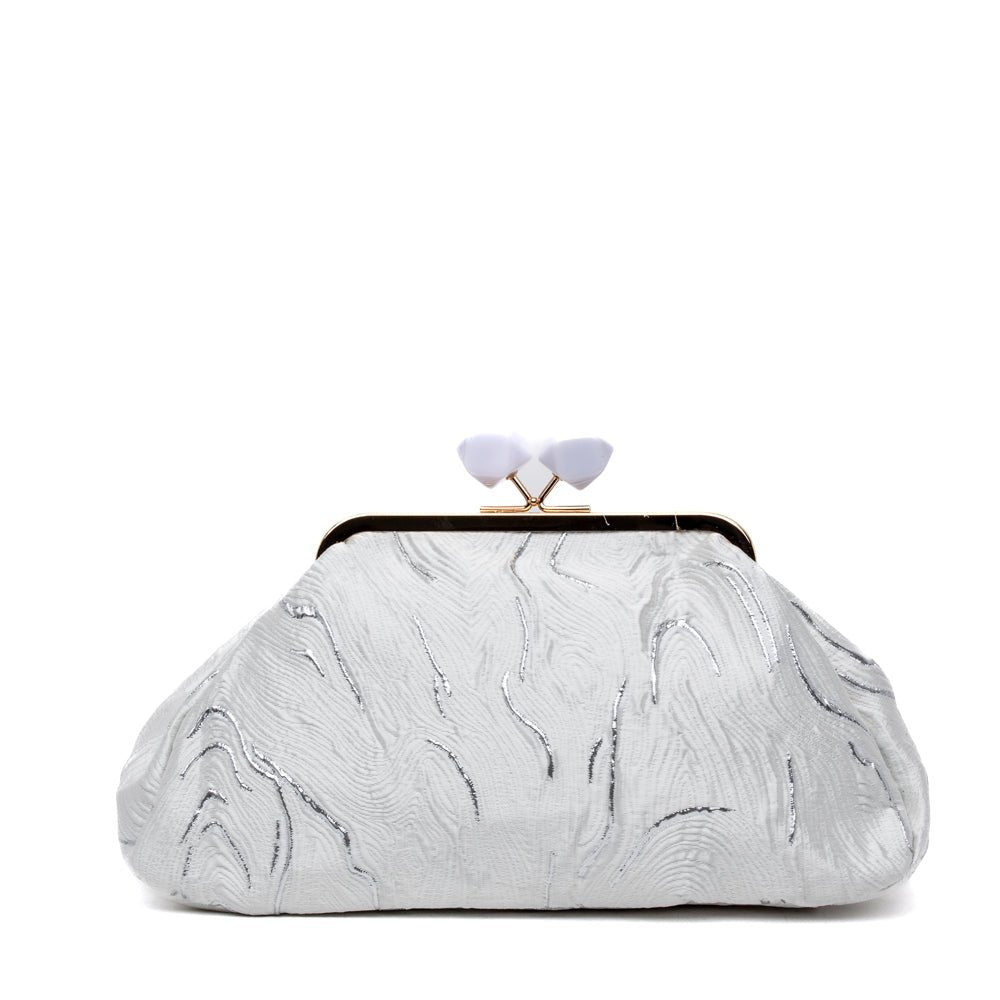 Clutch in tessuto stropicciato in raso bianco - TreemmeCreazioni